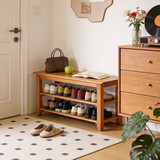 家逸实木门口换鞋凳家用简约现代长凳子北欧床尾可坐鞋凳式鞋柜