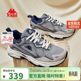 卡帕（Kappa）官方羽翼背靠背老爹鞋男春季厚底增高休闲运动鞋子男 灰棕蓝 42
