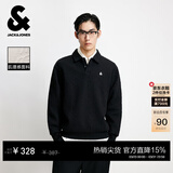 杰克·琼斯（JACK&JONES）26年春季新款男装宽松肌理感翻领上衣运动休闲卫衣男长袖打底衫 E40黑色-POLO领 M 175