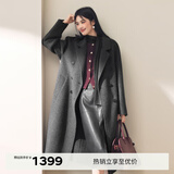 伊芙丽朱珠代言【镇店爆款】驼绒桑蚕丝高级双面毛呢外套羊毛大衣女冬季 暗灰 S 90-115斤