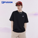 FILA FUSION斐乐潮牌情侣款针织短袖衫夏时尚休闲百搭纯棉T恤