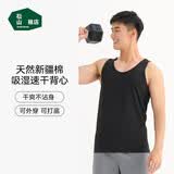 松山棉店男士背心简约纯色家居外穿运动汗衫打底睡衣凉感透气黑色175