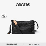 GROTTO个乐黑石包经典大容量植鞣绵羊皮单肩斜挎通勤软包男女款礼物 黑石M（黑标）