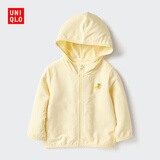 优衣库婴幼儿宝宝防紫外线网眼连帽开衫防晒衣婴幼儿衣服482045 41 杏黄色 110