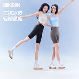 SIINSIIN五分鲨鱼裤女外穿夏季瑜伽裤健身短裤运动骑行打底裤子 【冰皮常规款】显瘦黑 S （75-95斤）