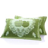 沐凡 枕巾 纯棉加厚 一对2条装四季柔软透气全棉卡通情侣单人枕头巾 网格苹果绿一对 75cm*50cm