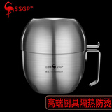 SSGP®保温饭盒快餐杯304不锈钢餐盒便当盒泡面碗带盖学生大容量食堂 法兰克福快餐碗/无隔层 1900ml