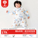 良良（liangliang）婴儿睡袋夏季空调房防踢被宝宝纯棉可拆袖儿童睡袋 雨林蓝·秋冬款【适合15-20℃】 S（建议身高60-75cm）