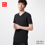 优衣库男装女装快干V领T恤/短袖26春夏新款484845 09 黑色 XL