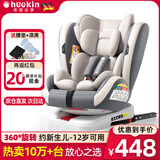 Heekin德国 儿童安全座椅汽车用0-4-12岁婴儿宝宝360度旋转ISOFIX硬接口 时尚灰(ISOFIX+360度旋转)