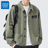 真维斯（Jeanswest）牛仔外套男纯棉2026春夏季新款宽松男士工装夹克男款休闲男装上衣 2201绿色 L (推荐120-145斤)