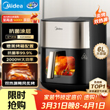 美的（Midea）小炎烤空气炸锅蒸烤一体上下双热源免翻面 多功能家用实用大容量6L 智能可视金属内腔烤箱KZC6054