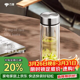 万象（WANXIANG）双层玻璃杯V49RL商务办公钛银色礼盒装带滤网泡茶杯情侣便携水杯