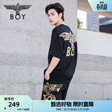 BOY LONDON英式潮流百搭情侣款短袖黑色烫金时尚休闲T恤N01910 黑色 现货 L 此款偏大，建议拍小一码