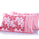 沐凡 枕巾 纯棉加厚 一对2条装四季柔软透气全棉卡通情侣单人枕头巾 五瓣花豆粉一对 75cm*50cm