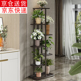 索尔诺多层折叠落地式铁艺花架 室内阳台客厅庭院展示架简约多肉架 铜金花h918（8盆升级版）