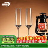 青苹果水晶玻璃汽泡酒香槟杯250ml两只 洋酒杯红酒杯高脚杯起泡酒杯