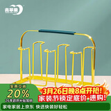 青苹果玻璃杯架子 轻奢金色水杯架 耐热茶杯置物架