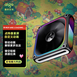 爱国者（aigo）星璨魔方 黑色正叶 带屏机箱风扇12CM/点阵像素屏/自定义动画/铝制边框/水冷散热风扇