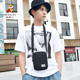 稻草人单肩包男斜挎包 多功能休闲帆布包潮流新款防泼水背包迷你小包 黑色-02190360