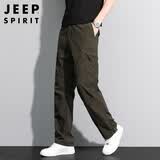JEEP SPIRIT吉普休闲裤男春夏季直筒裤子男士多口袋工装男裤 军绿色 XL