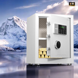 得力保险柜家用型 密码保险箱办公财务专用小型文件柜全钢防盗入墙入柜床头保管柜 曜臻白AE610高45cm