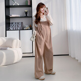 台英华孕妇背带裤春季外穿孕妇连体裤宽松孕妇长裤子大码孕妇装春秋装 卡其色背带裤 建议150-170斤