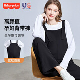 费雪孕妇背带裤春秋季外穿2026新款休闲吊带裤宽松大码孕妇春装 雅黑M