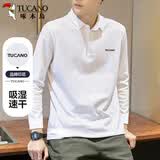 啄木鸟（TUCANO）长袖T恤男春秋季潮流百搭翻领polo打底衫舒适透气休闲上衣服男装