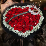 莱一刻鲜花速递玫瑰花束礼盒表白送女友老婆生日礼物全国同城配送 52朵红玫瑰心形花束