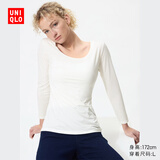 优衣库女装HEATTECH U领T恤/8分袖保暖衣478934 485810 485810/00白色 S