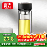 富光 男女士双层玻璃杯 水杯 支持团购定制 304杯子泡茶杯400ML黑