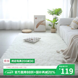 梦蜓客厅地毯长绒丝毛沙发茶几卧室飘窗床边毯垫  简约白200*250cm