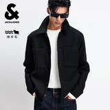 杰克·琼斯（JACK&JONES） 男装秋季毛呢大衣纯色日常通勤羊毛正肩翻领多口袋外套225327002