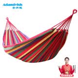 安丹迪（Adandyish）单人帆布彩条吊床加厚加宽户外休闲秋千露宿秋千 红色1.9*0.8m