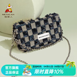 稻草人包包女包休闲手机包百搭单肩包潮流水桶包时尚生日礼物送女生 经典深蓝牛仔（布料）