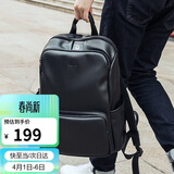 高尔夫（GOLF）双肩包男士软皮商务休闲背包大容量学生书包电脑出差旅行包 黑色