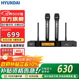 HYUNDAI现代HD02无线话筒 U段无线手持一拖二 KTV婚庆舞台演出专用麦克风