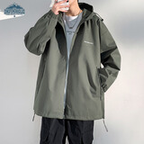 顶峰保罗（Dingfengbaoluo）冲锋上衣外套男秋季户外休闲工装男士夹克宽松YM9927墨绿3XL