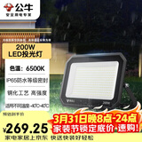 公牛（BULL）LED投光灯户外庭院工厂园林灯露营灯 IP65防水等级200W-6500K白光