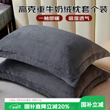 艾薇 牛奶绒枕套法兰绒学生宿舍枕头套一个 R绒深黑 48*74cm