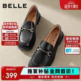 百丽马衔扣乐福鞋女2026新款春夏平跟百搭单鞋小皮鞋Z3B1DAA6 黑色 39