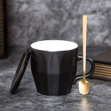 爱屋格林马克杯带盖带勺水杯子早餐牛奶燕麦杯陶瓷咖啡杯简约个性情侣杯男女士办公室茶杯 finish