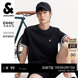 杰克·琼斯（JACK&JONES）26年男装四季打底T恤男士凉感透气多色情侣款短袖t恤水洗不易走形 黑色E43 M 175