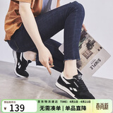 ZHR休闲鞋女精选牛皮舒适百搭女鞋 经典INS潮拼色运动鞋女 韩版时尚轻便透气鞋子女 AK60 黑色 37