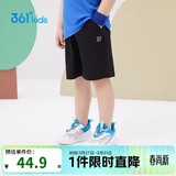 361°儿童短裤夏季男女童3-12岁透气运动裤梭织五分裤 黑 101