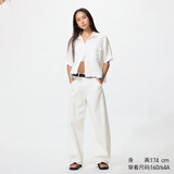 优衣库常规款女装男装宽松廓形牛仔裤/弯刀镰刀裤子479000 482280 482280/00白色 25 /160/64A