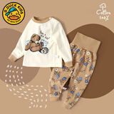 G.duck小黄鸭婴儿秋衣套装全棉高腰护肚秋裤男女宝宝长袖分体睡衣 可爱熊 90 cm (建议身高75-82CM,体重19-24斤)