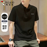 啄木鸟（TUCANO）短袖T恤男夏季时尚百搭polo打底衫舒适透气上衣男装 黑色 XL