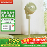 amadana日本空气循环扇非静音电风扇家用落地扇立式电扇直流变频风扇涡轮对流遥控大风量换气扇 C5苹果绿（负离子清新）带香薰盒
